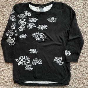 💙💙Ann Taylor Floral 3/4 Sleeve Sweater
